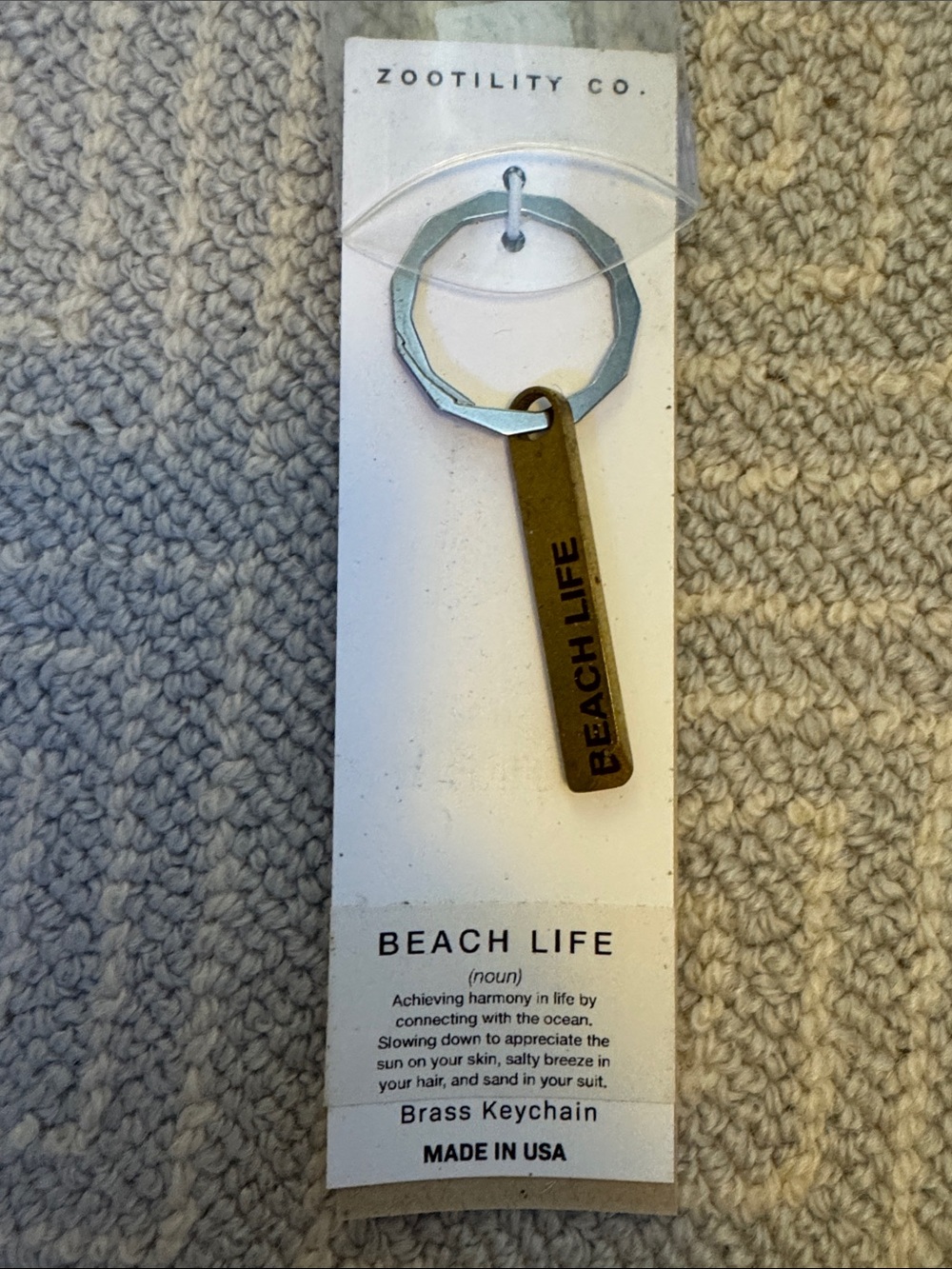 Zootility Co. Brass 'Beach Life' Keychain - Gold Tone